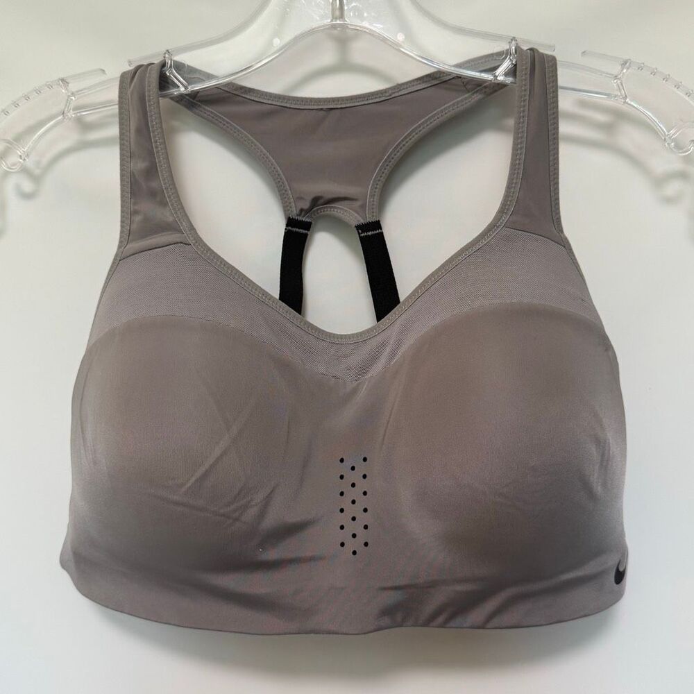 Nike padded Racerback Gray Black sport bra size large